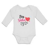 Long Sleeve Bodysuit Baby Big Sister Again with Heart and Arrow Cotton - Cute Rascals
