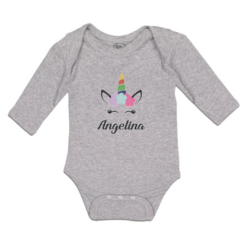 Long Sleeve Bodysuit Baby Angelina Your Name Cute Unicorn Boy & Girl Clothes