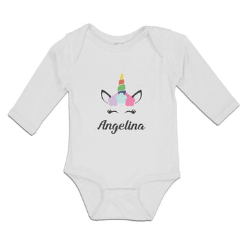 Long Sleeve Bodysuit Baby Angelina Your Name Cute Unicorn Boy & Girl Clothes