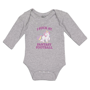 Long Sleeve Bodysuit Baby I Suck at Fantasy Football Boy & Girl Clothes Cotton