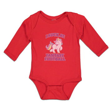 Long Sleeve Bodysuit Baby I Suck at Fantasy Football Boy & Girl Clothes Cotton