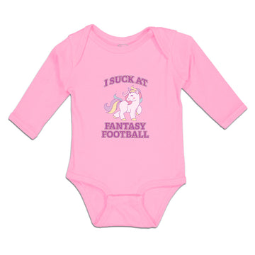 Long Sleeve Bodysuit Baby I Suck at Fantasy Football Boy & Girl Clothes Cotton