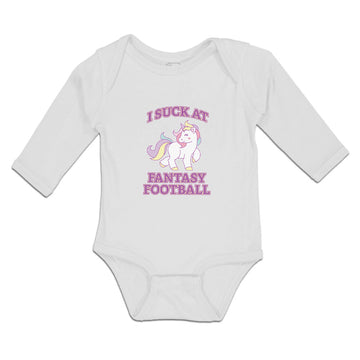 Long Sleeve Bodysuit Baby I Suck at Fantasy Football Boy & Girl Clothes Cotton