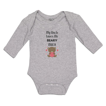 Long Sleeve Bodysuit Baby My Uncle Loves Me Beary Much Boy & Girl Clothes Cotton