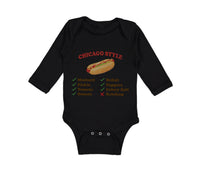 Long Sleeve Bodysuit Baby Chicago Style Image of A Hot Dog Funny Humor Cotton - Cute Rascals