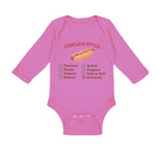 Long Sleeve Bodysuit Baby Chicago Style Image of A Hot Dog Funny Humor Cotton - Cute Rascals