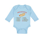 Long Sleeve Bodysuit Baby Chicago Style Image of A Hot Dog Funny Humor Cotton - Cute Rascals