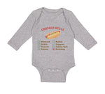 Long Sleeve Bodysuit Baby Chicago Style Image of A Hot Dog Funny Humor Cotton - Cute Rascals
