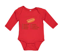 Long Sleeve Bodysuit Baby Chicago Style Image of A Hot Dog Funny Humor Cotton - Cute Rascals