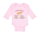 Long Sleeve Bodysuit Baby Chicago Style Image of A Hot Dog Funny Humor Cotton - Cute Rascals