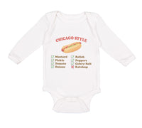 Long Sleeve Bodysuit Baby Chicago Style Image of A Hot Dog Funny Humor Cotton - Cute Rascals