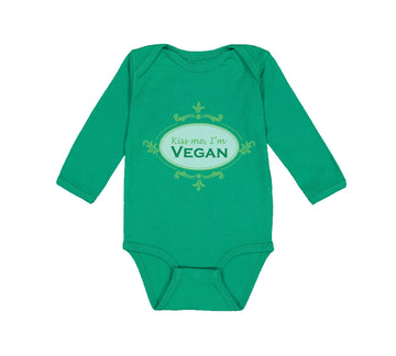 Long Sleeve Bodysuit Baby Kiss Me I'M Vegan Funny Humor Boy & Girl Clothes