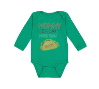 Long Sleeve Bodysuit Baby Mommy Loves Me More than Tacos Funny Humor Cotton