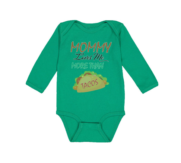 Long Sleeve Bodysuit Baby Mommy Loves Me More than Tacos Funny Humor Cotton