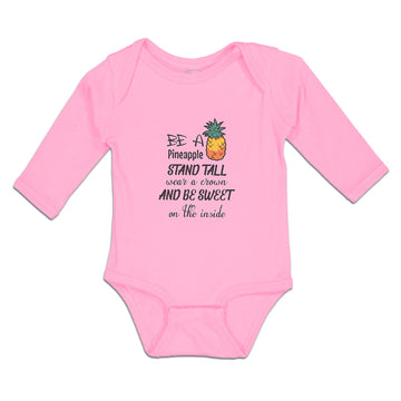Long Sleeve Bodysuit Baby Pineapple Stand Tall Wear Crown Sweet Inside Cotton