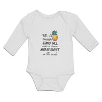 Long Sleeve Bodysuit Baby Pineapple Stand Tall Wear Crown Sweet Inside Cotton