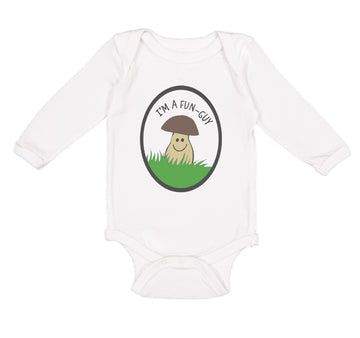 Long Sleeve Bodysuit Baby Mushroom Saying I'M Fun-Guy Boy & Girl Clothes Cotton