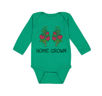 Long Sleeve Bodysuit Baby Red Tomatoes Black Text Home Grown Boy & Girl Clothes