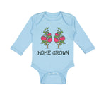 Long Sleeve Bodysuit Baby Red Tomatoes Black Text Home Grown Boy & Girl Clothes