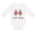 Long Sleeve Bodysuit Baby Red Tomatoes Black Text Home Grown Boy & Girl Clothes