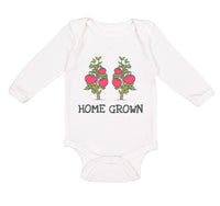 Long Sleeve Bodysuit Baby Red Tomatoes Black Text Home Grown Boy & Girl Clothes