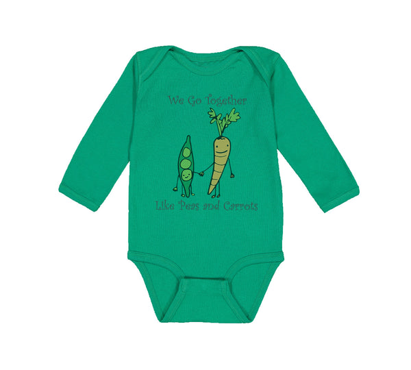 Long Sleeve Bodysuit Baby We Go Together Peas and Carrots Style A Funny Humor