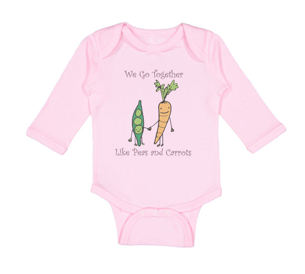 Long Sleeve Bodysuit Baby We Go Together Peas and Carrots Style A Funny Humor