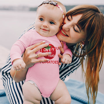 Long Sleeve Bodysuit Baby Tomatoes I Love You from My Head Vegetables Cotton