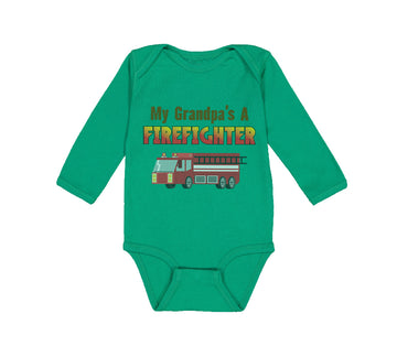 Long Sleeve Bodysuit Baby My Grandpa's A Firefighter Grandpa Grandfather Cotton