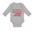 Long Sleeve Bodysuit Baby My Grandpa's A Firefighter Grandpa Grandfather Cotton