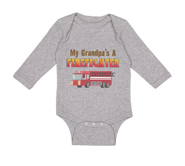 Long Sleeve Bodysuit Baby My Grandpa's A Firefighter Grandpa Grandfather Cotton