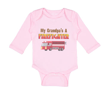 Long Sleeve Bodysuit Baby My Grandpa's A Firefighter Grandpa Grandfather Cotton