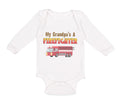 Long Sleeve Bodysuit Baby My Grandpa's A Firefighter Grandpa Grandfather Cotton