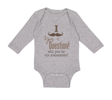 Long Sleeve Bodysuit Baby Mustache Godparent Baby Announcement Cotton