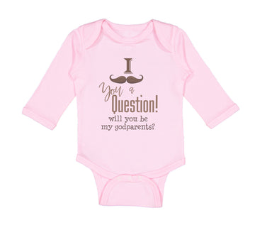 Long Sleeve Bodysuit Baby Mustache Godparent Baby Announcement Cotton