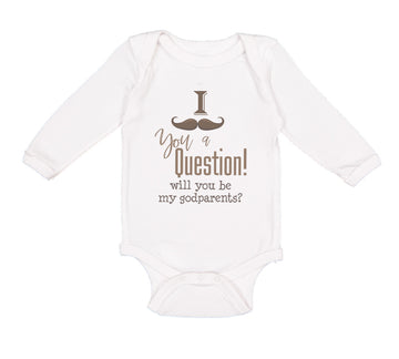 Long Sleeve Bodysuit Baby Mustache Godparent Baby Announcement Cotton