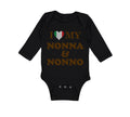 Long Sleeve Bodysuit Baby I Heart My Nonna and Nonno Grandparents Cotton