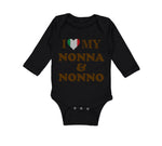 Long Sleeve Bodysuit Baby I Heart My Nonna and Nonno Grandparents Cotton