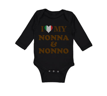 Long Sleeve Bodysuit Baby I Heart My Nonna and Nonno Grandparents Cotton