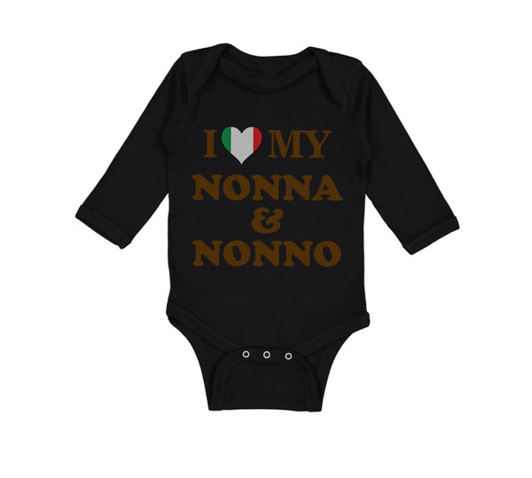 Long Sleeve Bodysuit Baby I Heart My Nonna and Nonno Grandparents Cotton