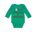Long Sleeve Bodysuit Baby I Heart My Nonna and Nonno Grandparents Cotton