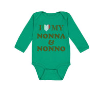 Long Sleeve Bodysuit Baby I Heart My Nonna and Nonno Grandparents Cotton