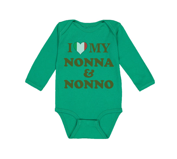 Long Sleeve Bodysuit Baby I Heart My Nonna and Nonno Grandparents Cotton