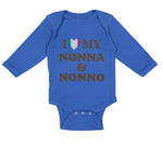 Long Sleeve Bodysuit Baby I Heart My Nonna and Nonno Grandparents Cotton