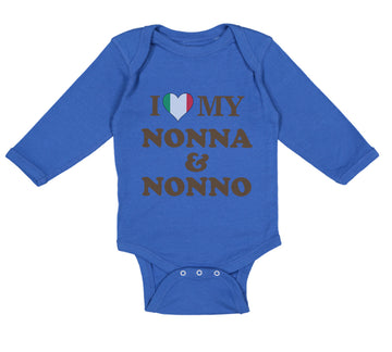 Long Sleeve Bodysuit Baby I Heart My Nonna and Nonno Grandparents Cotton