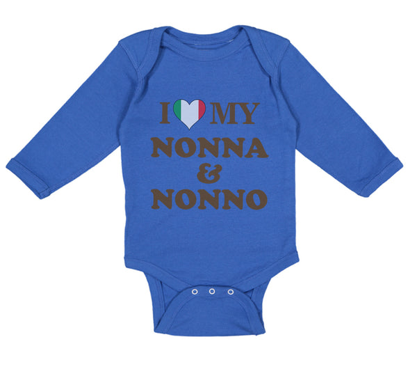 Long Sleeve Bodysuit Baby I Heart My Nonna and Nonno Grandparents Cotton