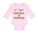 Long Sleeve Bodysuit Baby I Heart My Nonna and Nonno Grandparents Cotton
