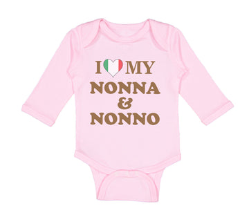 Long Sleeve Bodysuit Baby I Heart My Nonna and Nonno Grandparents Cotton