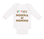 Long Sleeve Bodysuit Baby I Heart My Nonna and Nonno Grandparents Cotton