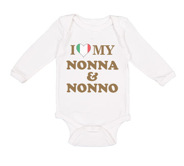 Long Sleeve Bodysuit Baby I Heart My Nonna and Nonno Grandparents Cotton